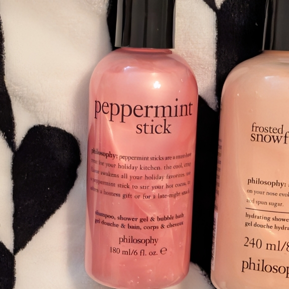 Peppermint Stick 6oz Frosted Snowflakes Shower Gel 8oz Philosophy Bundle 🆕 - Picture 3 of 7